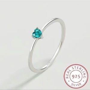 NWT 💍🩵 TURQUOISE AQUA .925 SILVER PLATED HEART PARAIBA TOURMALINE RING Size 7